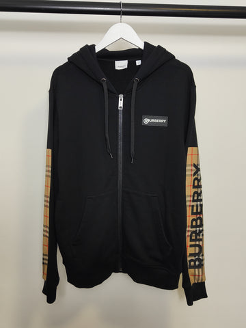 BURBERRY Check Cotton Full-zip Oversized Hoodie